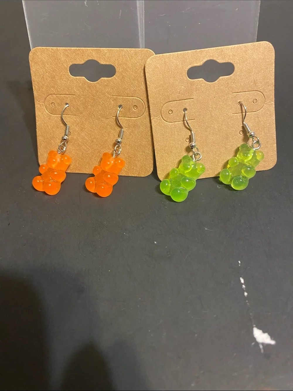 Cute Gummy Bear Kids Earrings - Orange & Lime